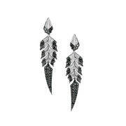STEPHEN WEBSTER 18K White Gold Magnipheasant Tail Feather Pave Earrings